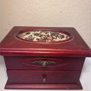 Burgundy color Wooden jewelry box